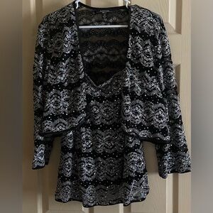 Black & silver jacket & top
